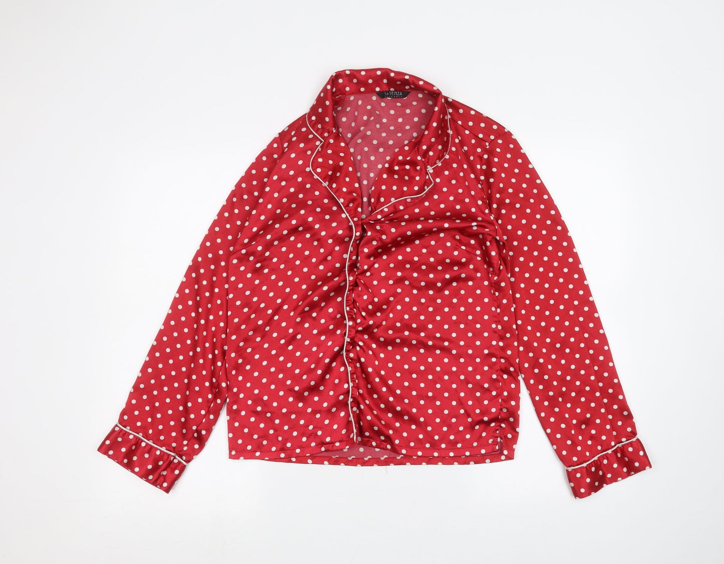 La Senza Womens Red Polka Dot  Basic Button-Up Size S