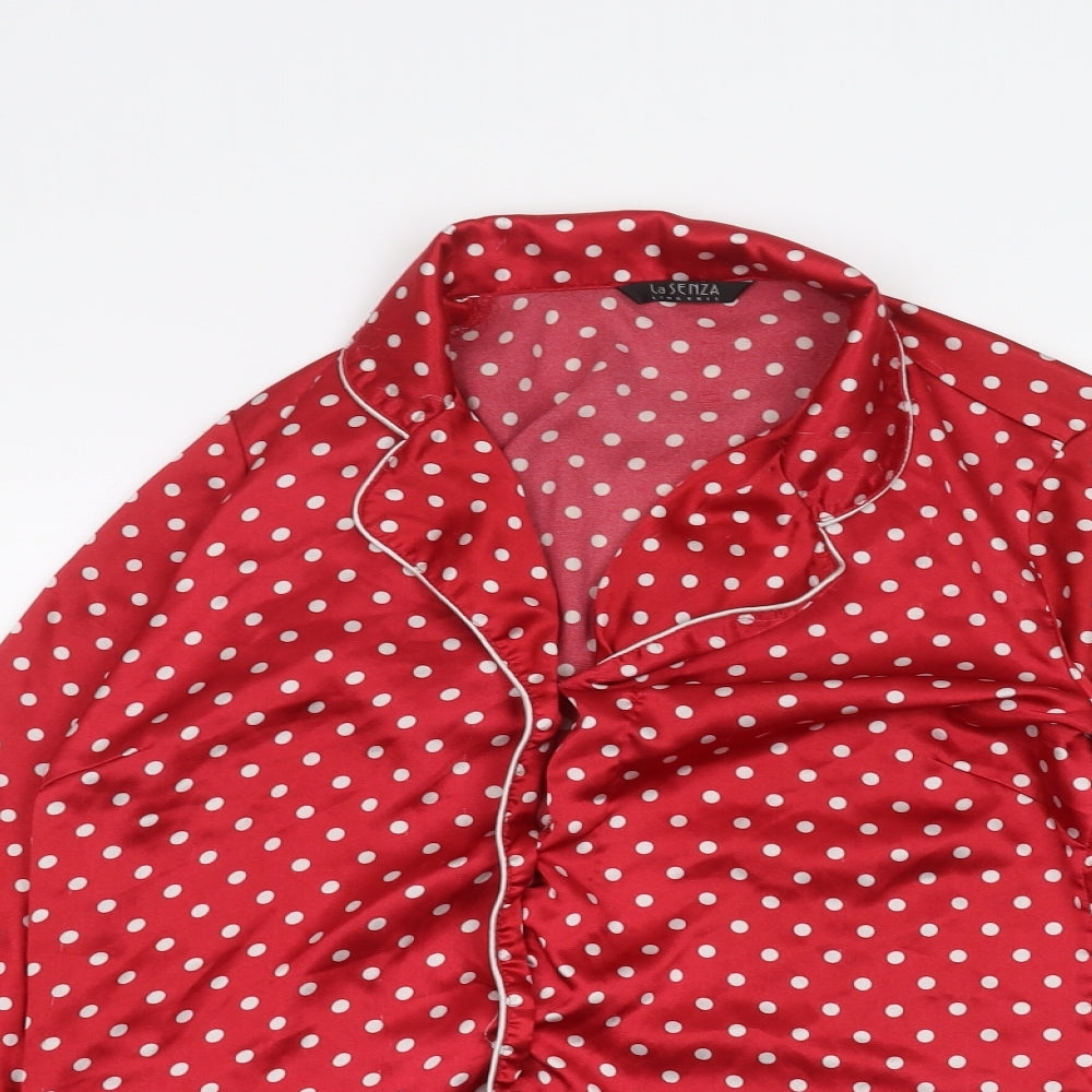 La Senza Womens Red Polka Dot  Basic Button-Up Size S