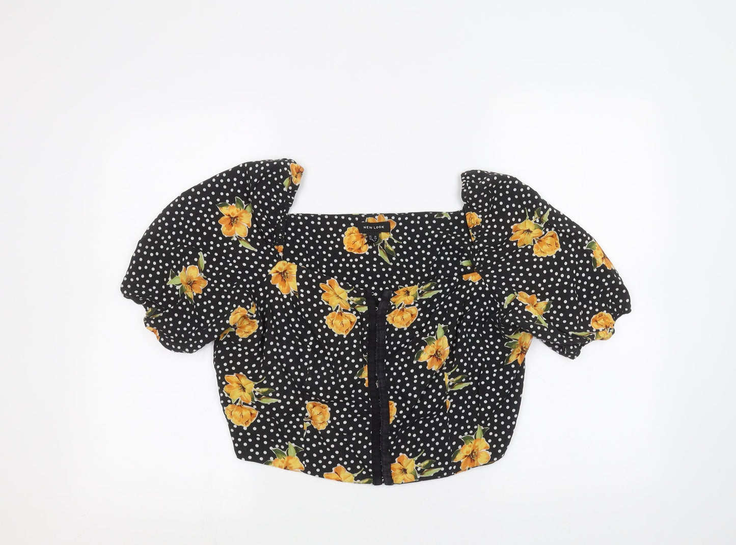 New Look Womens Black Floral  Basic Button-Up Size 16