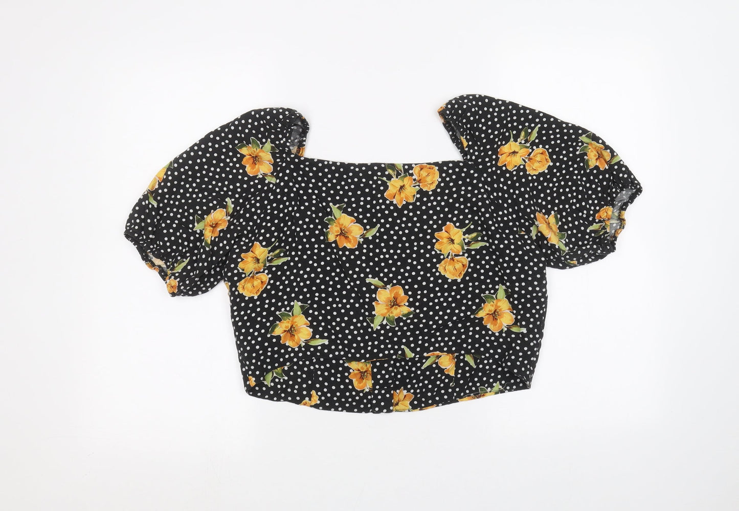 New Look Womens Black Floral  Basic Button-Up Size 16