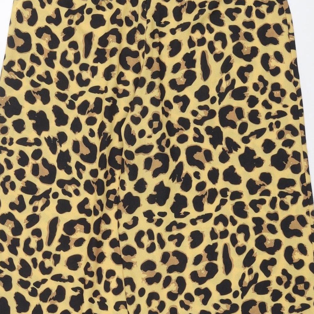 Boohoo Womens Yellow Animal Print  Trousers  Size 14 L21 in