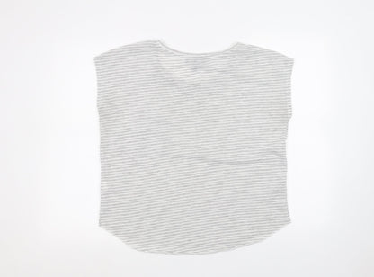 Preloved Primark Womens White Striped  Basic T-Shirt Size S - Back