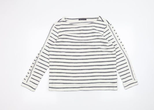 Marks and Spencer Womens White Striped  Pullover Jumper Size 12