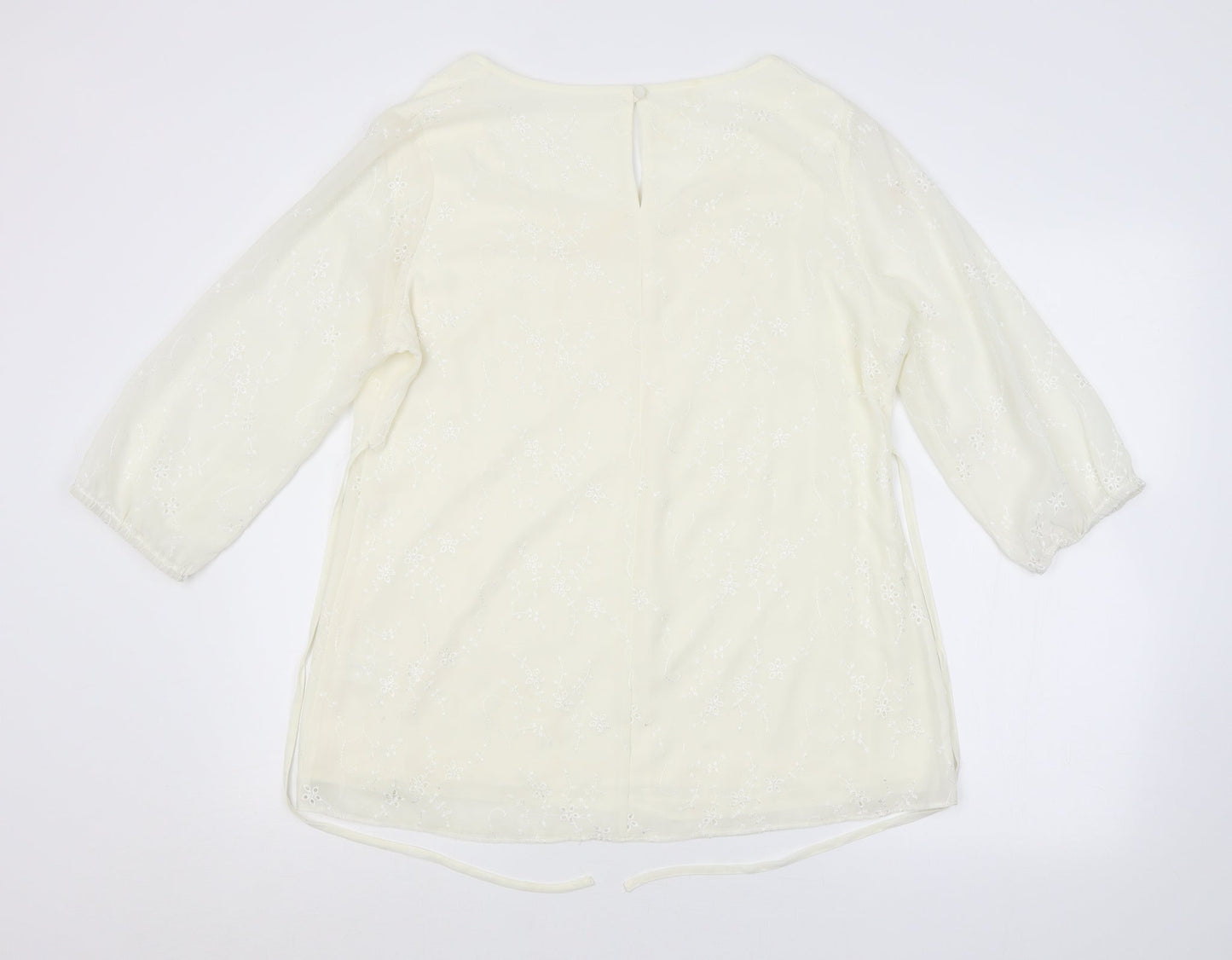 Wardrobe Womens White Floral  Basic Blouse Size 12