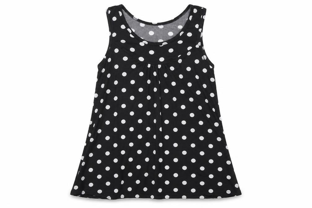 Preworn Womens Black Polka Dot  Basic Tank Size 12