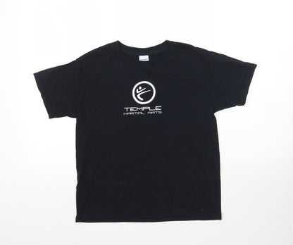 Preloved Gildan Boys Black   Basic T-Shirt Size S  - Temple Martial Arts - Front
