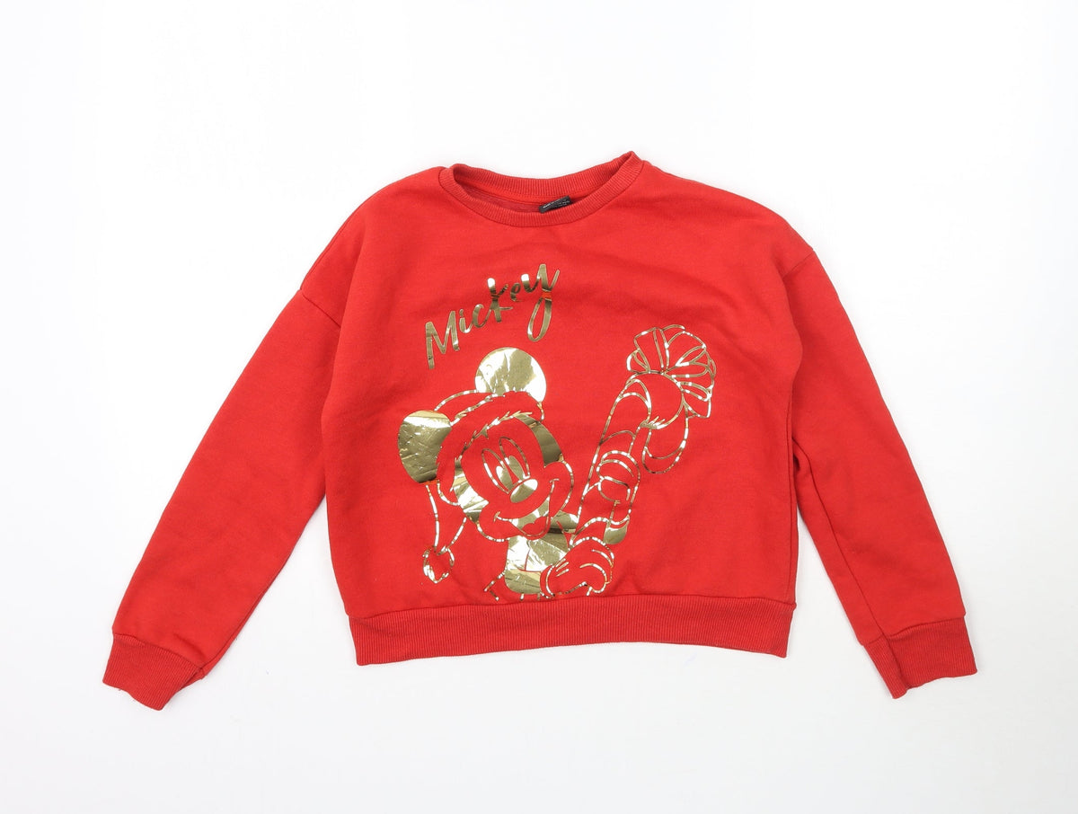 Disney Girls Red   Pullover Sweatshirt Size 9-10 Years  - Mickey Mouse