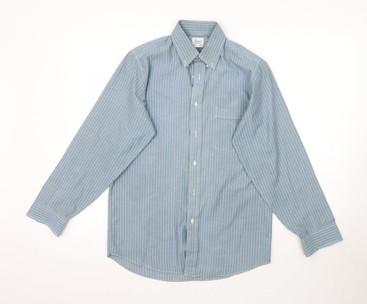 Debenhams Mens Blue Striped   Button-Up Size 14.5
