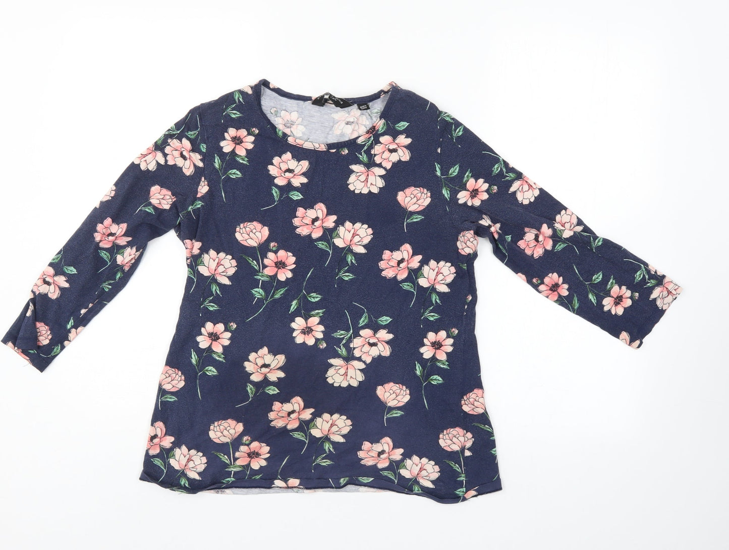 Dorothy Perkins Womens Blue Floral  Basic Blouse Size 14