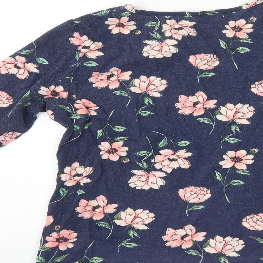 Dorothy Perkins Womens Blue Floral  Basic Blouse Size 14