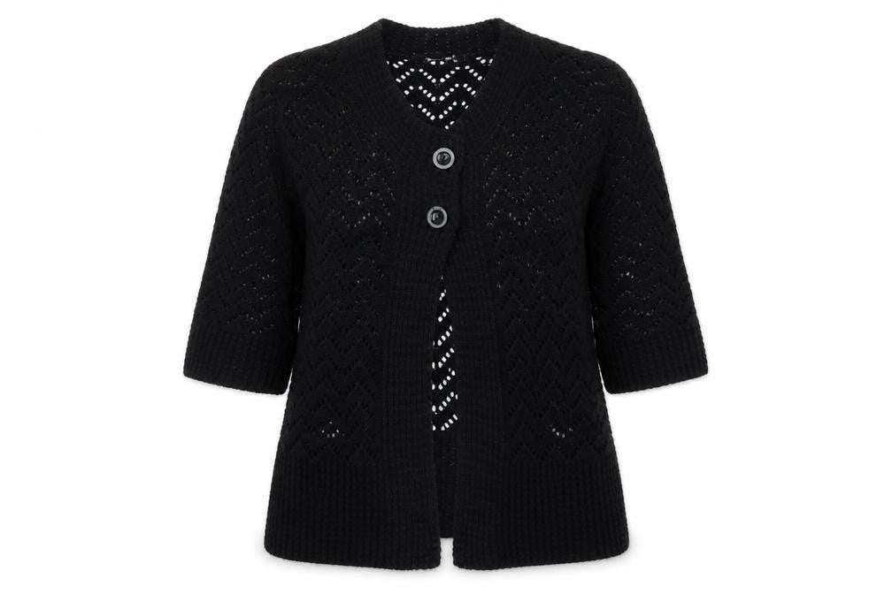 Glimpse Womens Black  Knit Cardigan Jumper Size S