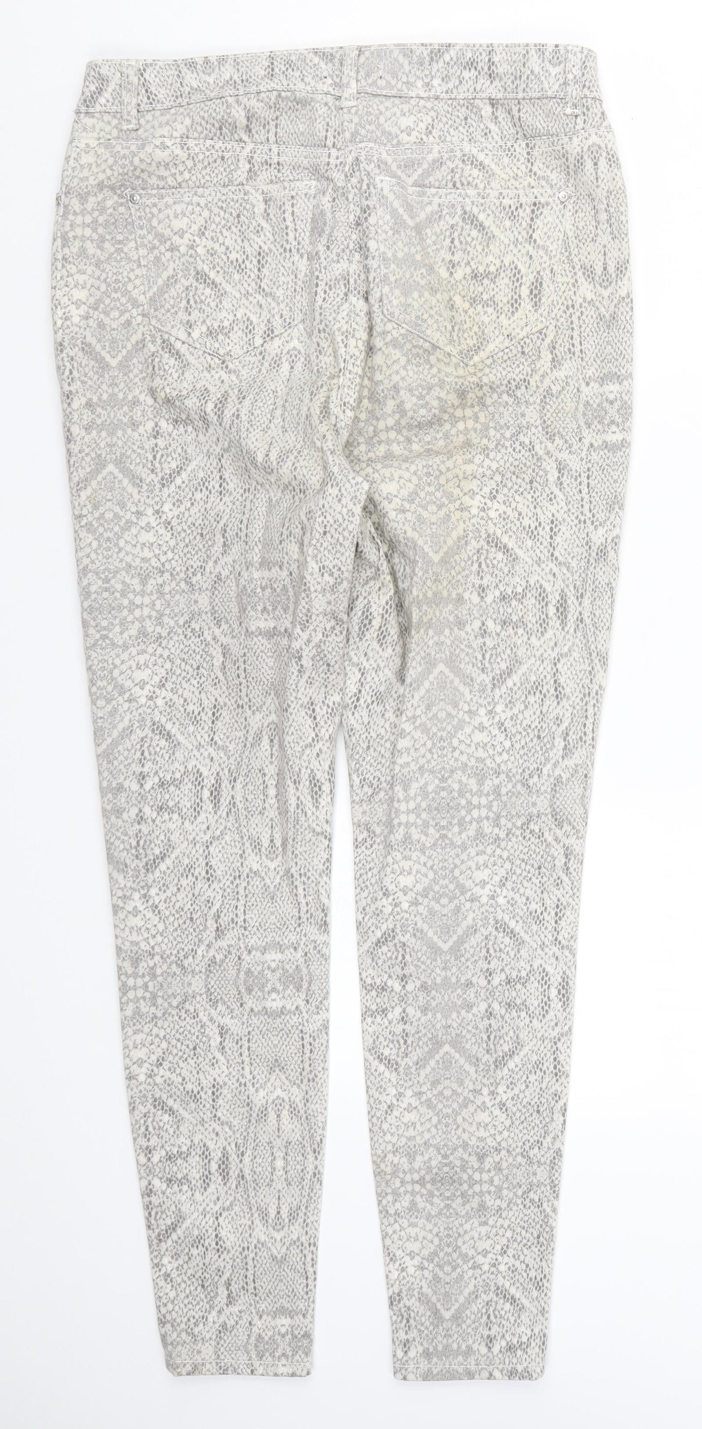 M-17 Womens Grey Animal Print Denim Skinny Jeans Size 14 L28 in