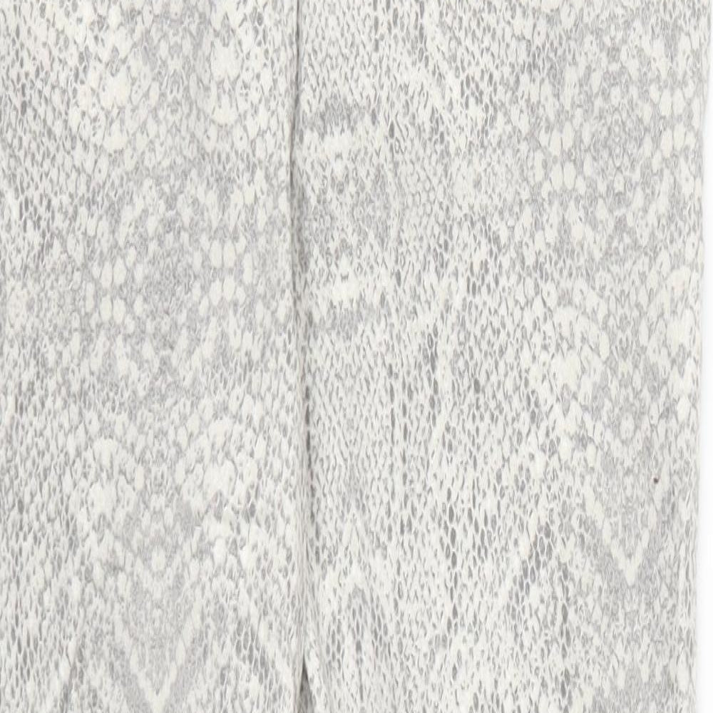 M-17 Womens Grey Animal Print Denim Skinny Jeans Size 14 L28 in