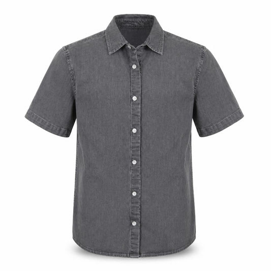 Topman Mens Grey  Denim  Button-Up Size S