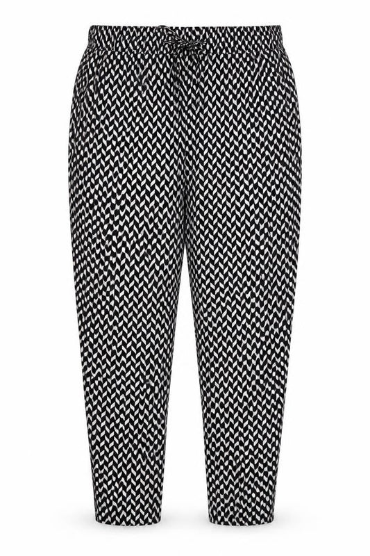 Blue Chameleon Womens Black Geometric  Trousers  Size 16 L26 in