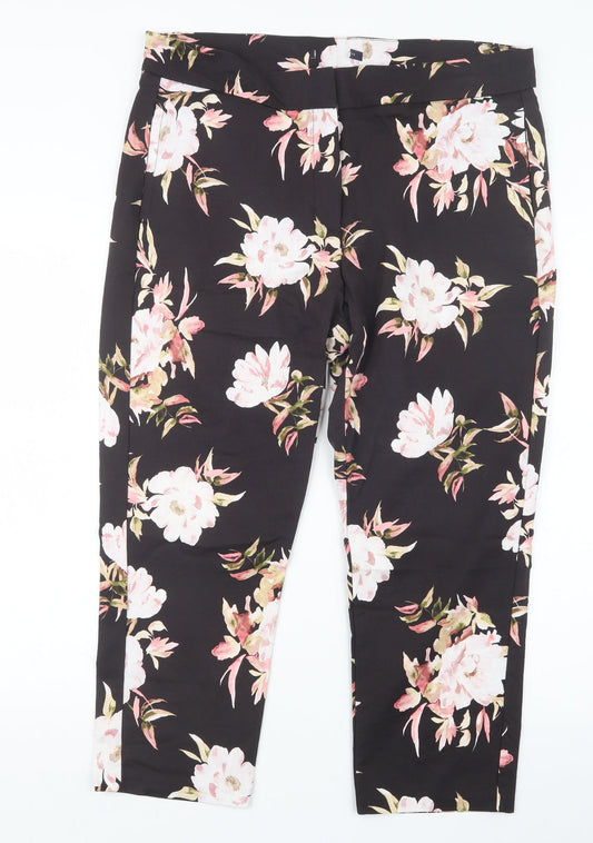 Preworn Womens Black Floral  Trousers  Size 36 in L24 in