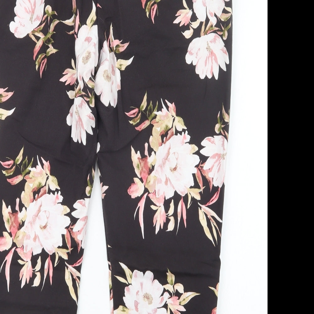 Preworn Womens Black Floral  Trousers  Size 36 in L24 in