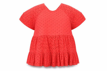 Front view of ASOS women’s red basic blouse, size UK 8
