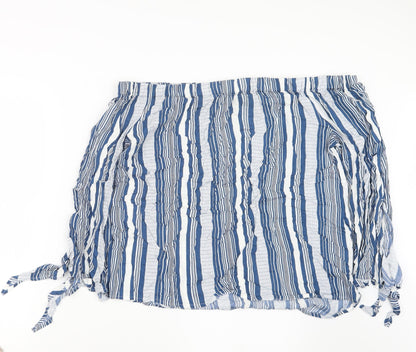 Additional front view of Papaya women’s blue striped basic blouse, size UK 16