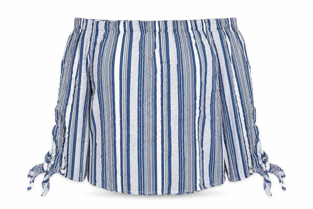 Papaya Womens Blue Striped  Basic Blouse Size 16