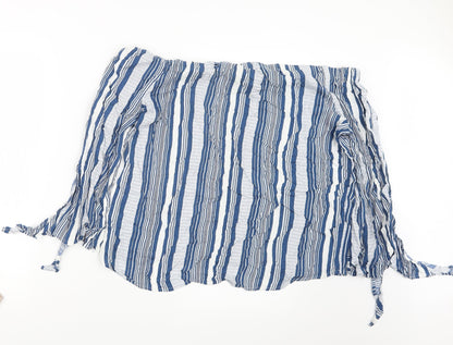 Back view of Papaya women’s blue striped basic blouse, size UK 16