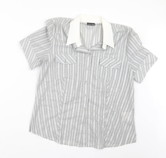 Gerry Weber Womens Grey Striped  Basic Button-Up Size 14