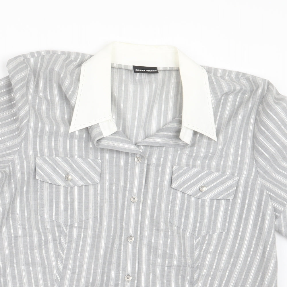 Gerry Weber Womens Grey Striped  Basic Button-Up Size 14
