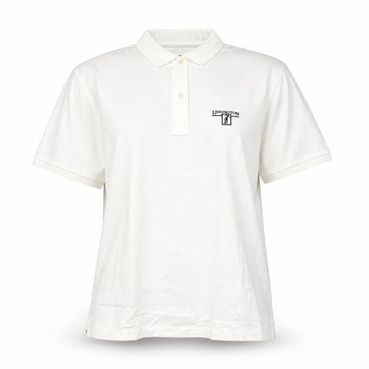 Front view of Izod Club women’s white basic polo, size L