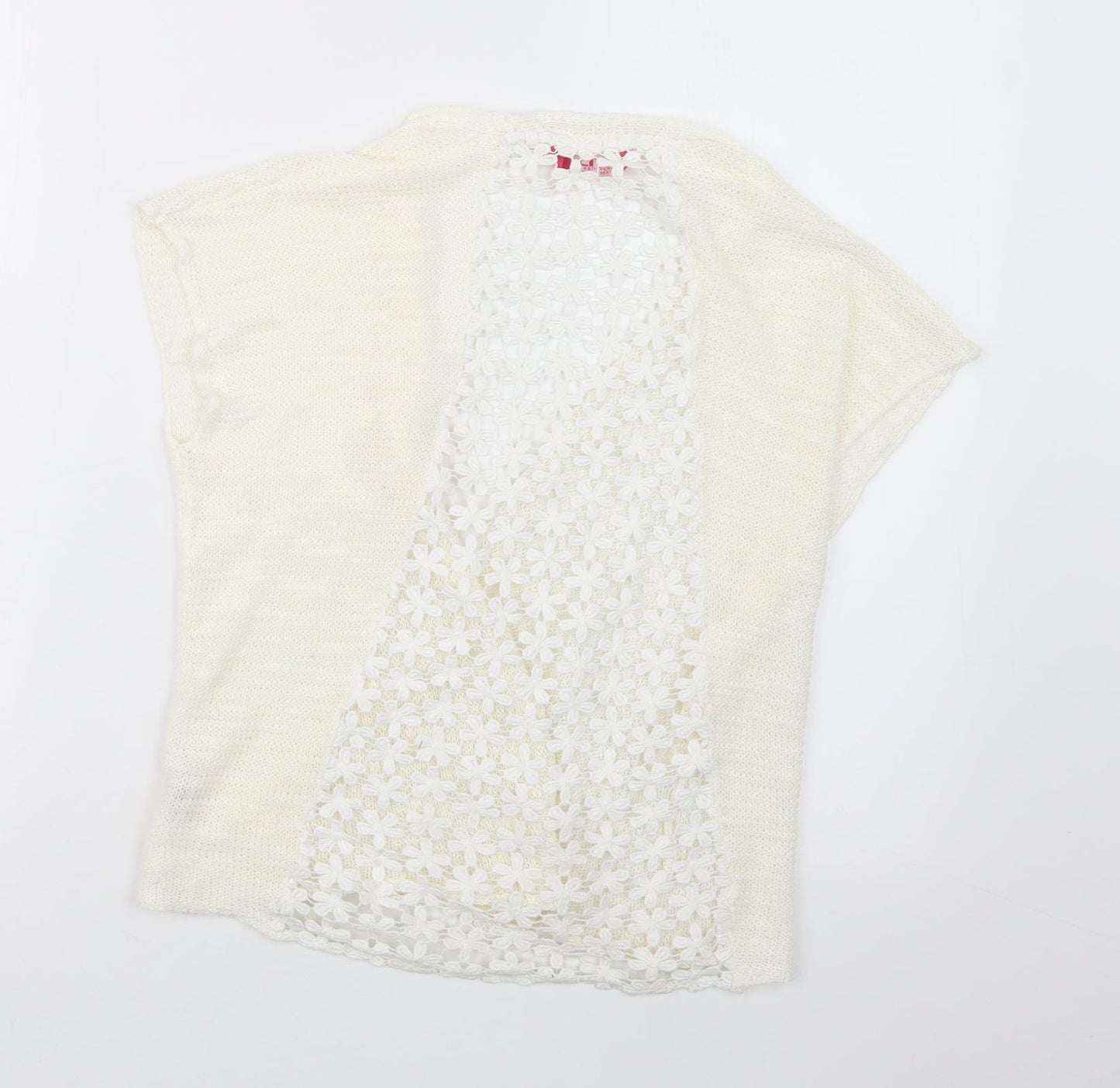 Young Dimension Girls White  Knit Cardigan Jumper Size 7-8 Years