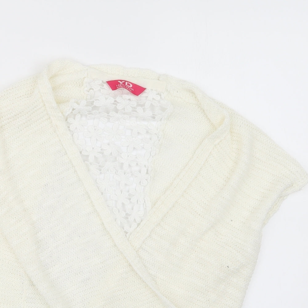 Young Dimension Girls White  Knit Cardigan Jumper Size 7-8 Years