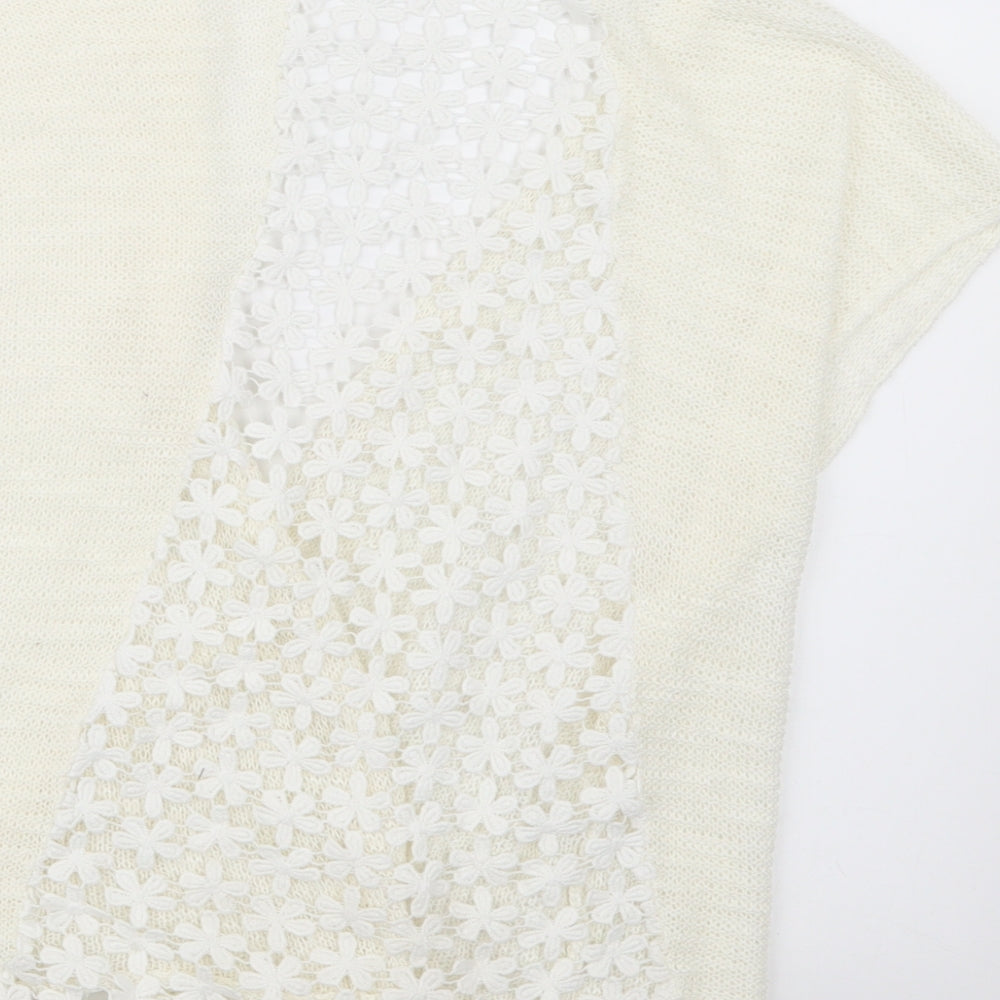 Young Dimension Girls White  Knit Cardigan Jumper Size 7-8 Years