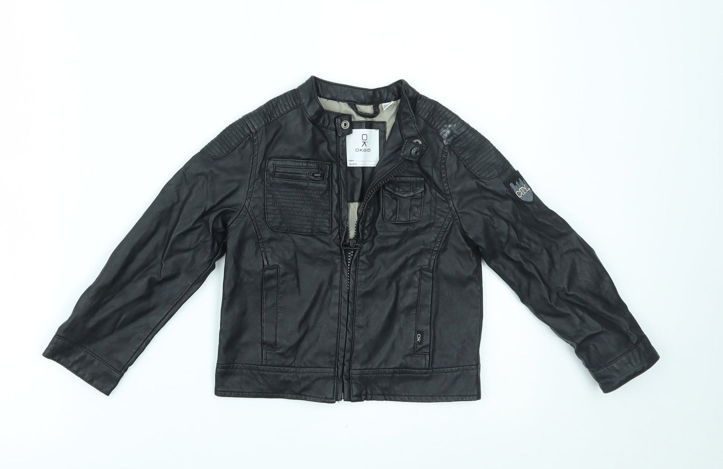 okaidi Boys Black   Motorcycle Jacket Jacket Size 3 Years