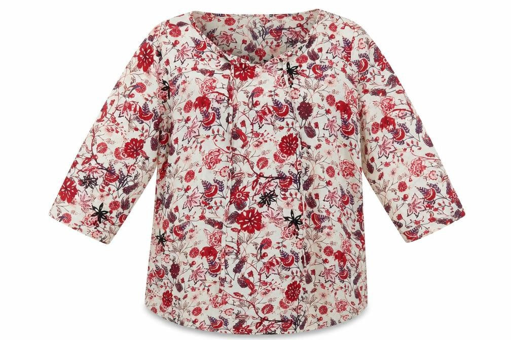Denim Jeans & Casuals Womens Red Floral  Basic Blouse Size L