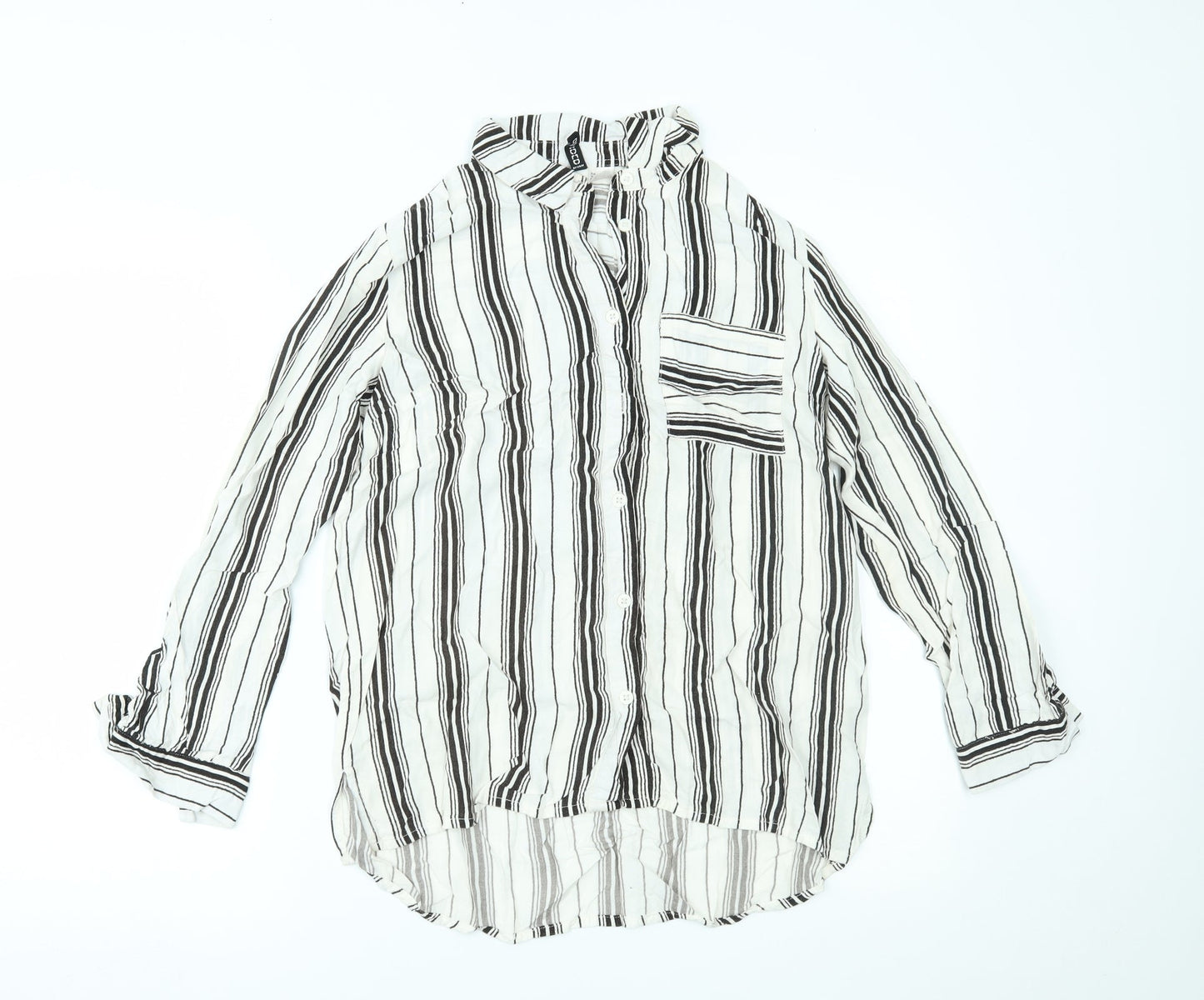 H&M Womens White Striped  Basic Button-Up Size 8