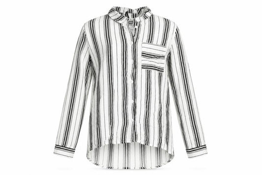 H&M Womens White Striped  Basic Button-Up Size 8