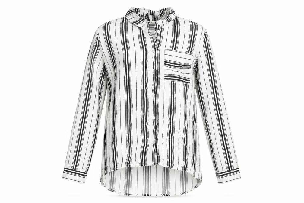 H&M Womens White Striped  Basic Button-Up Size 8