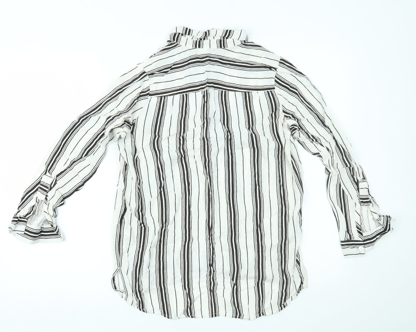H&M Womens White Striped  Basic Button-Up Size 8