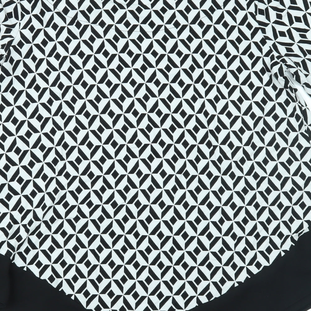 TU Womens White Geometric  Basic Blouse Size 8