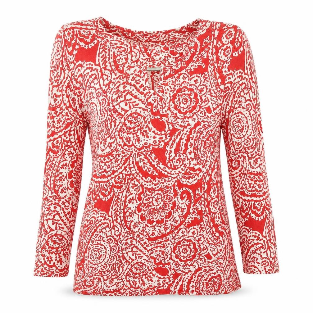 Classic Womens Red Floral  Basic T-Shirt Size 12