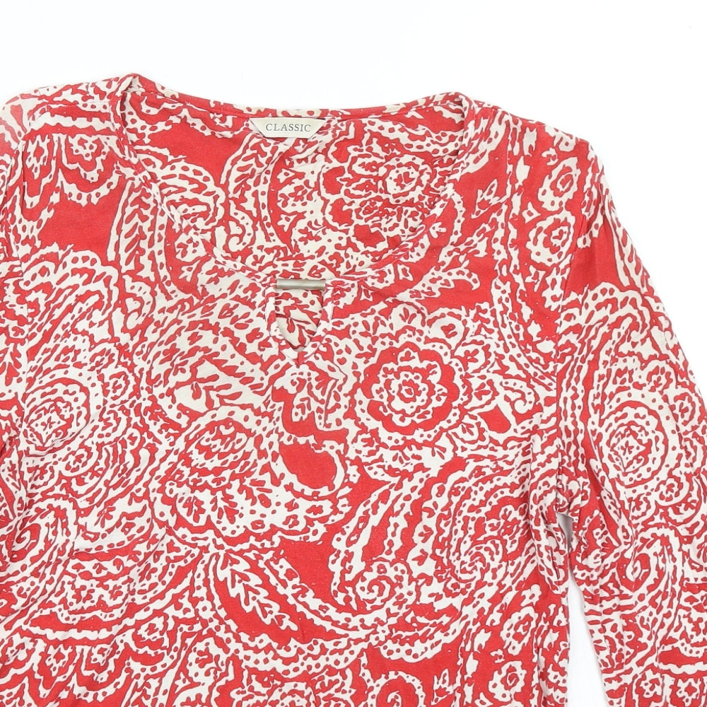 Classic Womens Red Floral  Basic T-Shirt Size 12