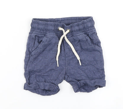Additional front view of Tu boys’ blue cropped trousers, size 9-12, months