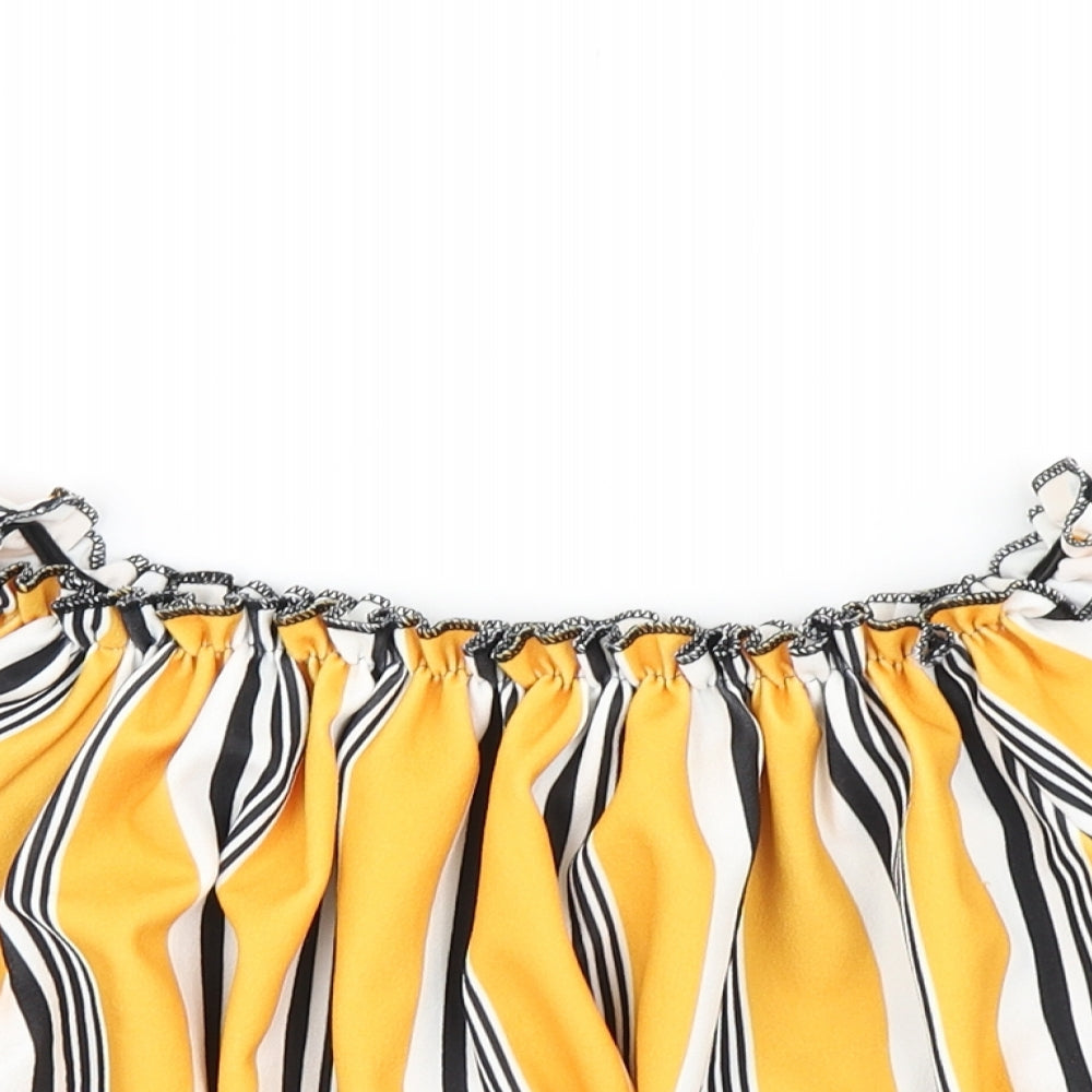 Select Womens Yellow Striped  Cropped T-Shirt Size 12