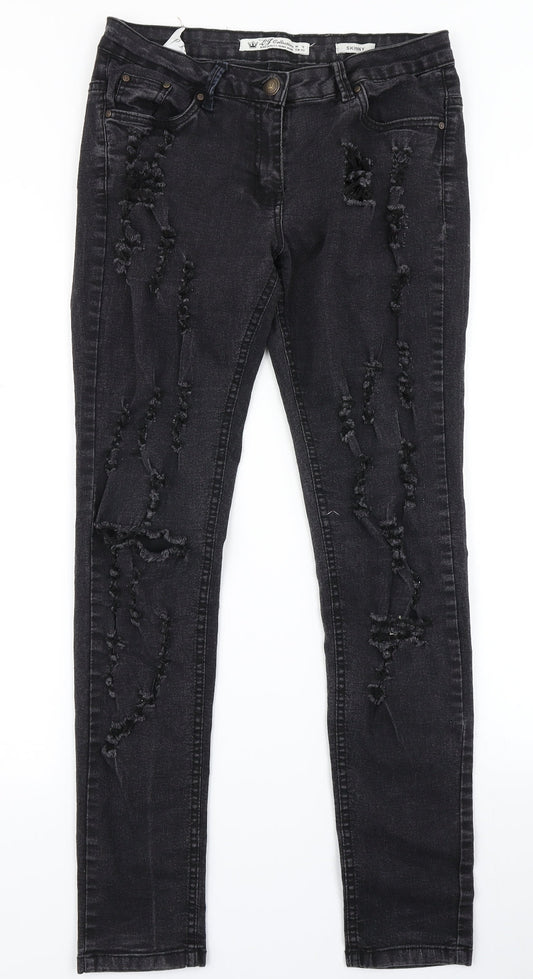 LJ Collection Womens Black  Denim Skinny Jeans Size 12 L29 in