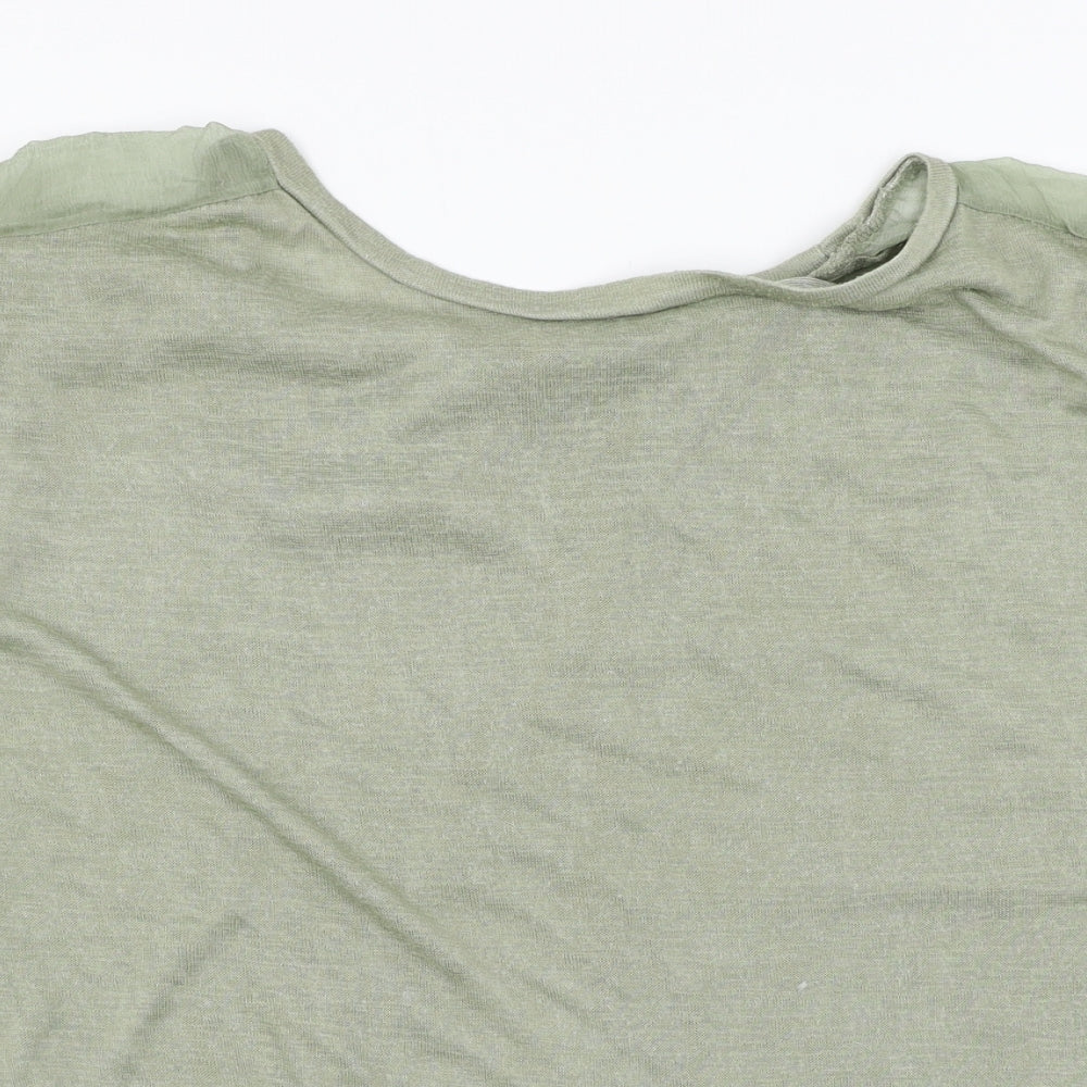 AmbrA Womens Green  Jersey Basic T-Shirt Size L