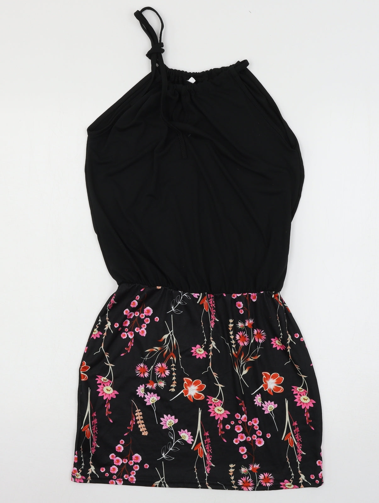 Preworn Womens Black Floral Jersey Mini  Size S