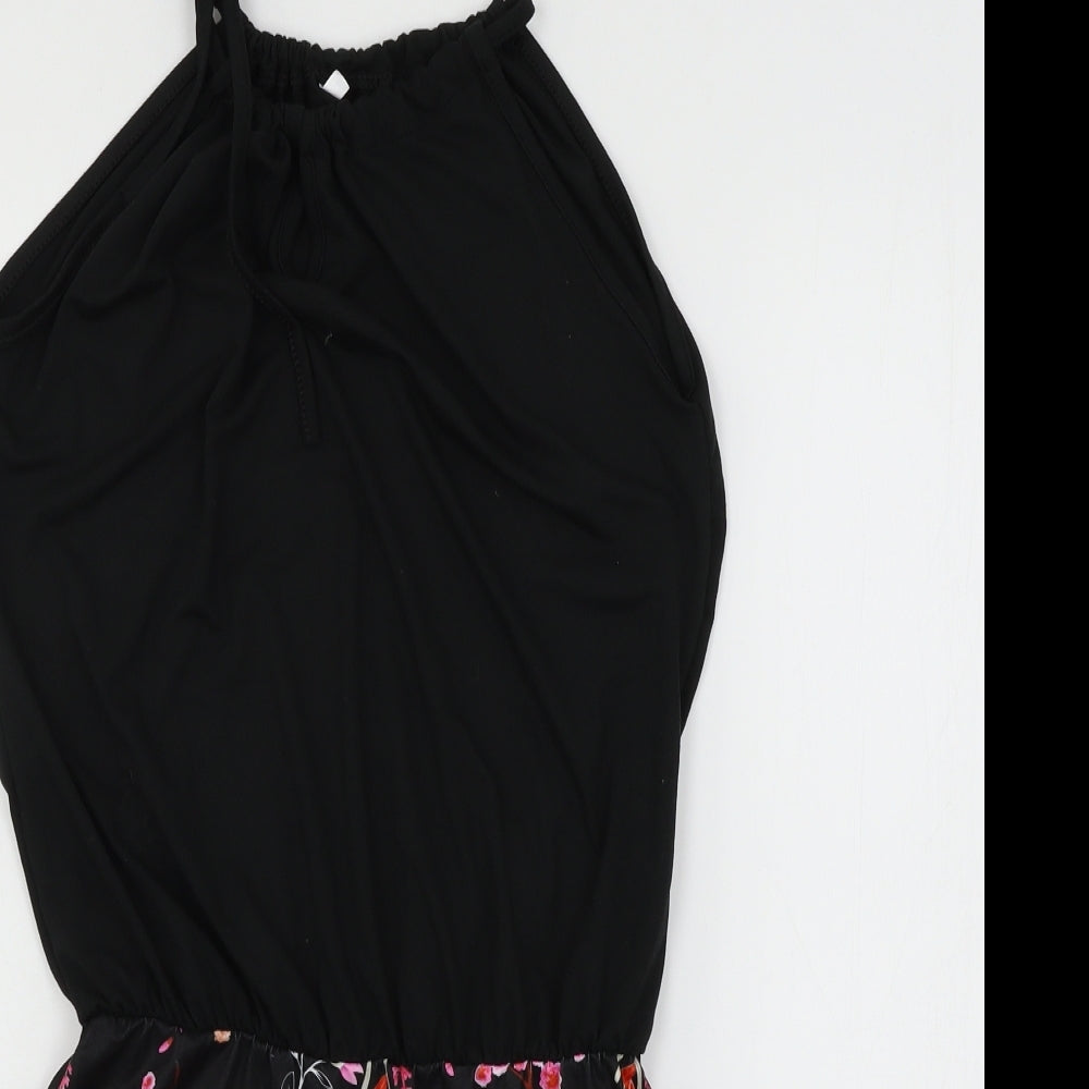 Preworn Womens Black Floral Jersey Mini  Size S