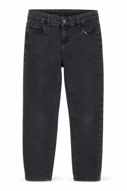 Front view of Denim & Co. girls’ grey denim skinny jeans, size 9-10, years