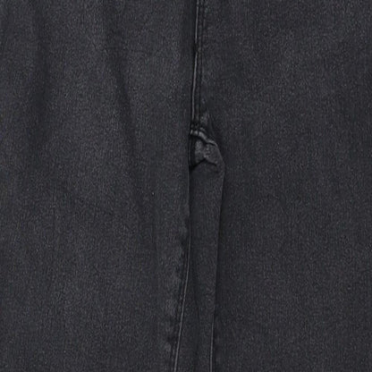 Close-up detail of Denim & Co. girls’ grey denim skinny jeans, size 9-10, years