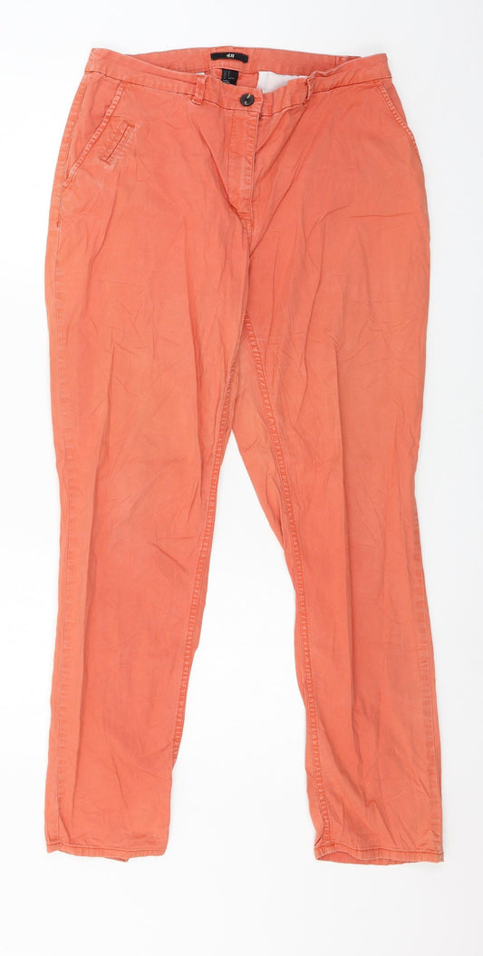 H&M Womens Orange  Denim Trousers  Size 10 L28 in