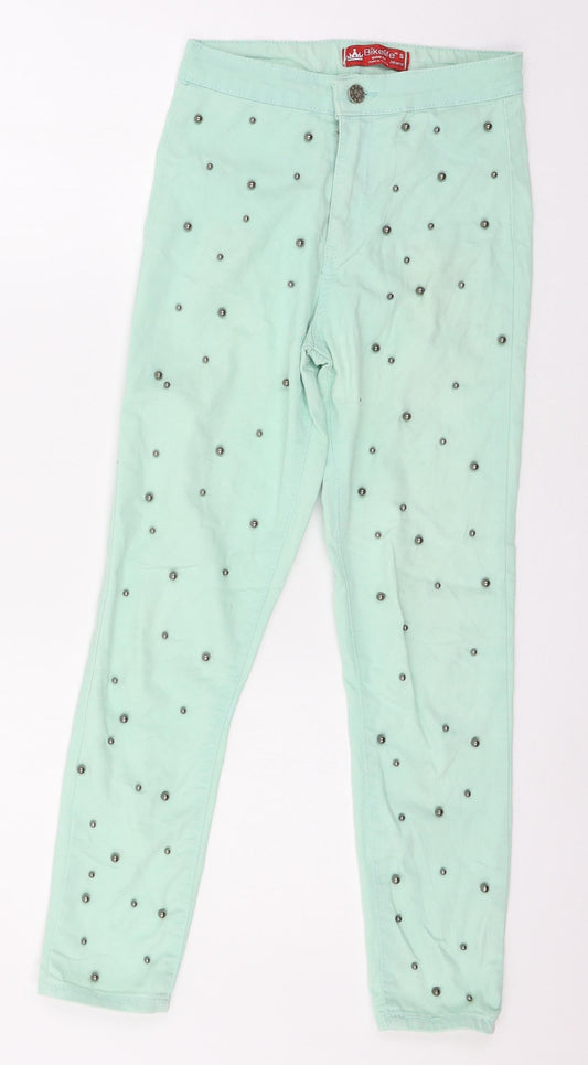 Bike Life Womens Green  Denim Skinny Jeans Size S L24 in